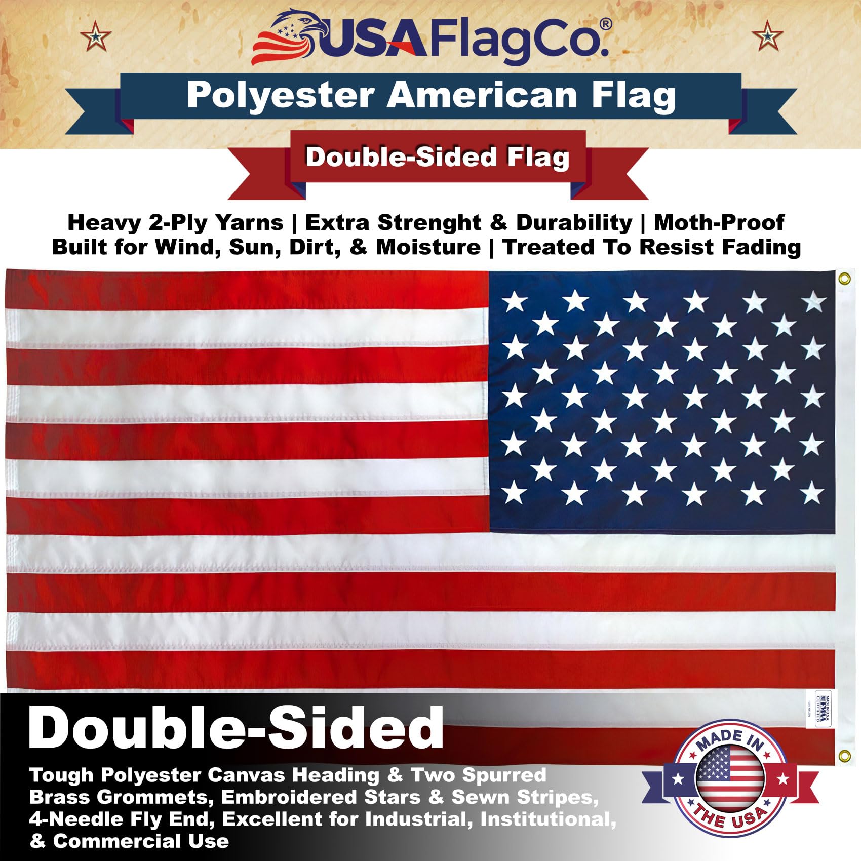 Amazon.com : USA Flag Co. 5x8 Polyester American Flag